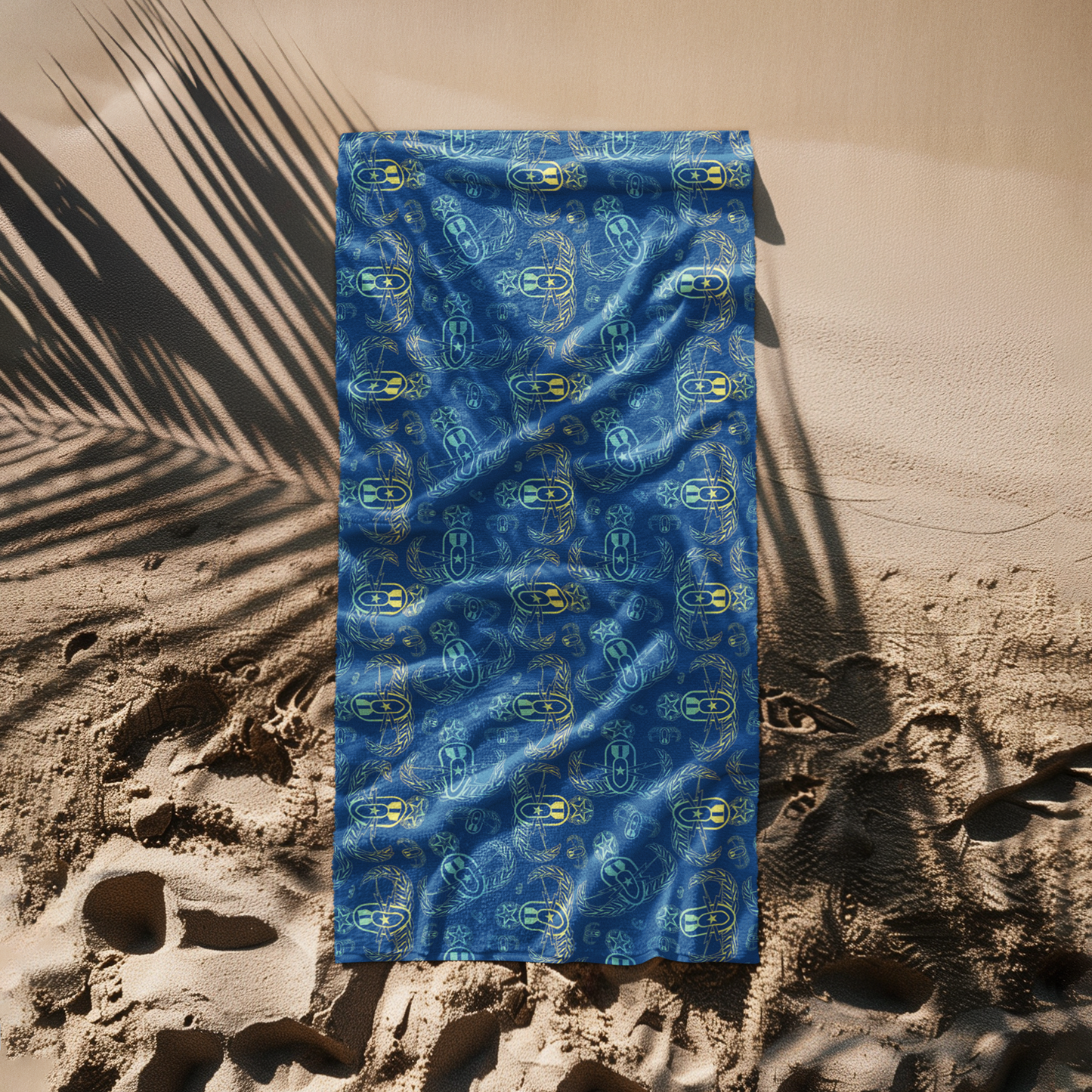 Print On Demand - Beach Towel - "EOD BOMBre" (Yellow/Turquoise/Green)
