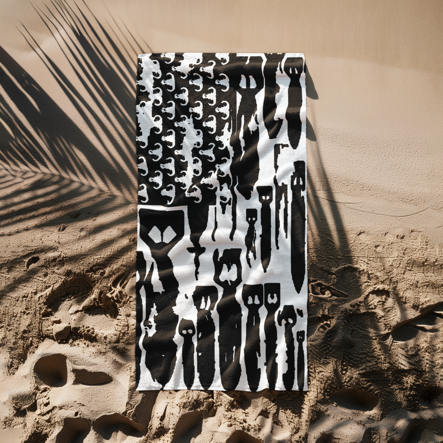 Print On Demand - Beach Towel - "EOD Bomb Flag" (Black on White)