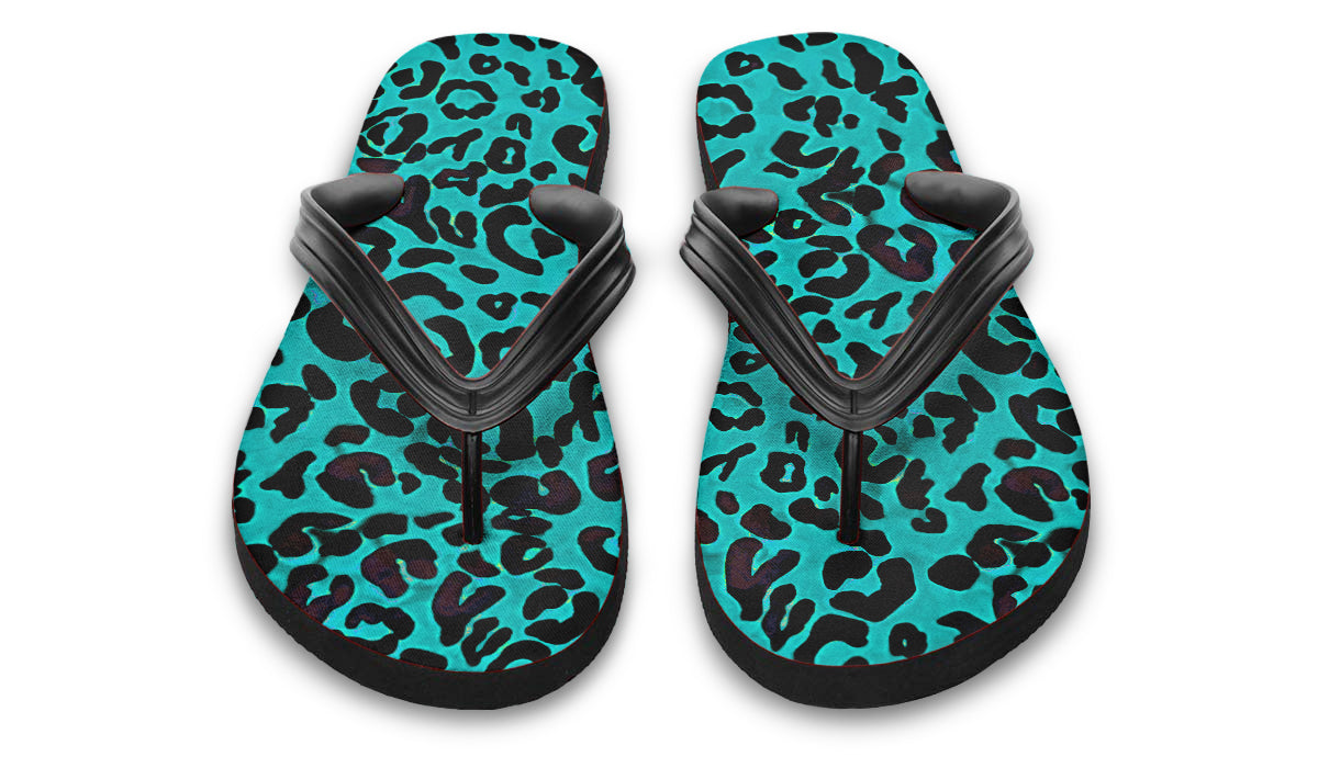 Print On Demand - Flip Flops - "Leopard" (Turquoise)