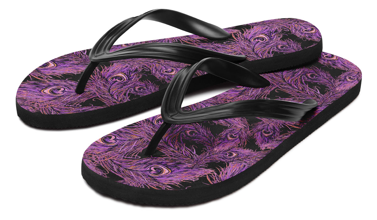 Print On Demand - Flip Flops - "Peacock Feathers" (Purple)