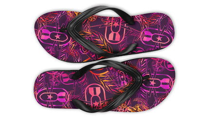 Flip Flops - "It's 5 o'clock Somewhere" (Yellow/Orange/Purple) Size 5/6