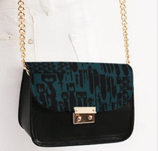 Print On Demand - Petite Shoulder Bag - "EOD Bomb Flag" (Black on Teal)