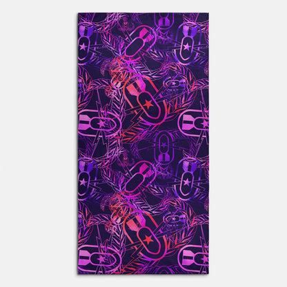 Print On Demand  - Beach Towel - "It's 5 o'clock Somewhere" (Orange on Purple)