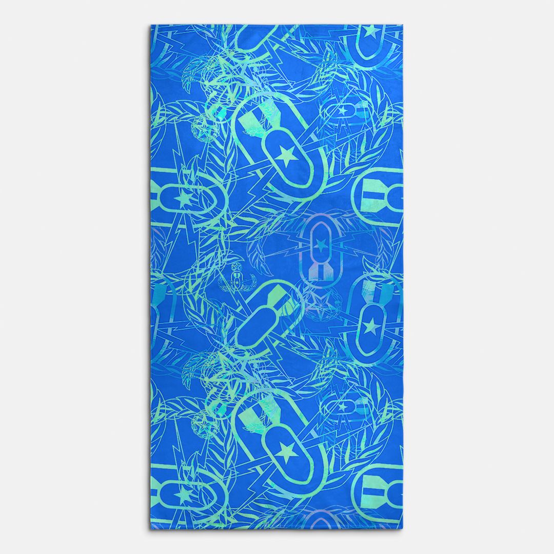 Print On Demand  - Beach Towel - "It's 5 o'clock Somewhere" (Green on Blue)